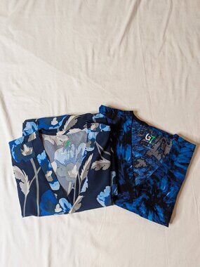 GT Performance Scrub top set of 2, Blue/Black, Size Medium